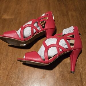 Red Strappy Day to Night Heels | Open-Toe Dress Sandals | Size 7